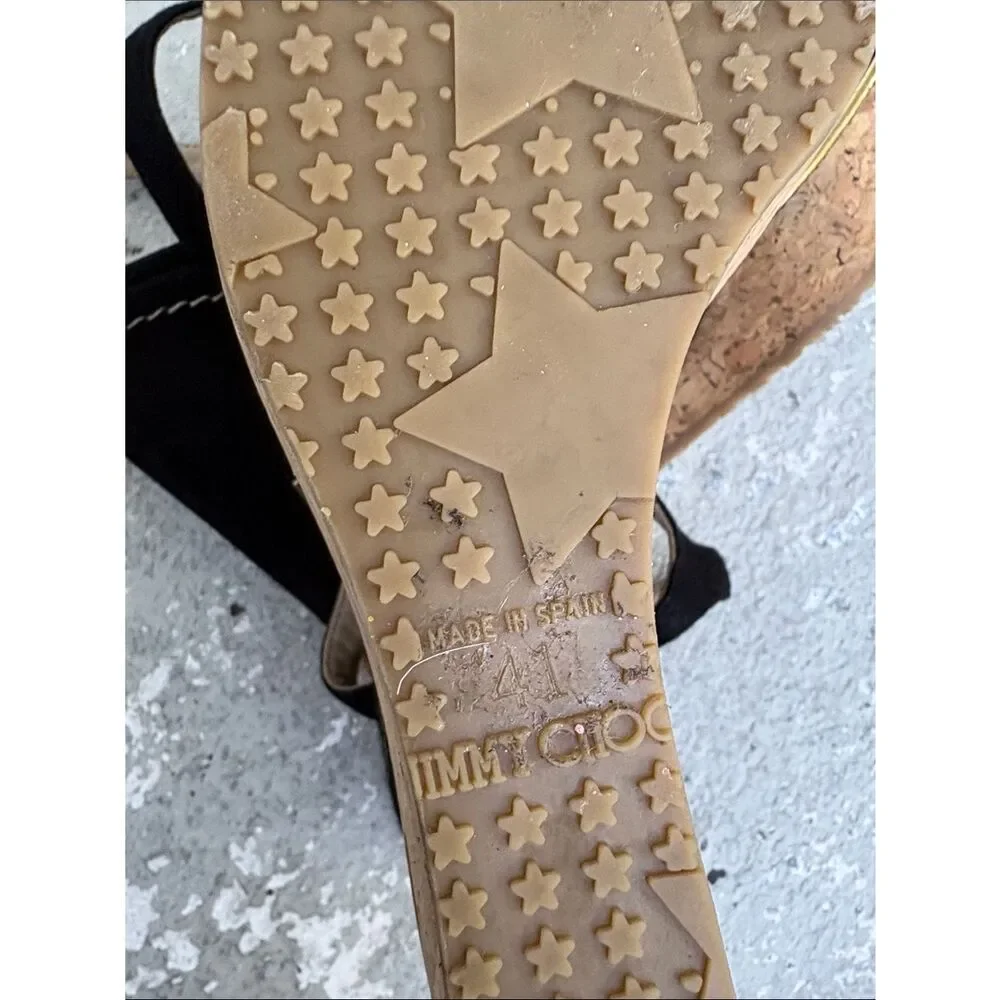 Jimmy Choo suede wedge and cork platforms
